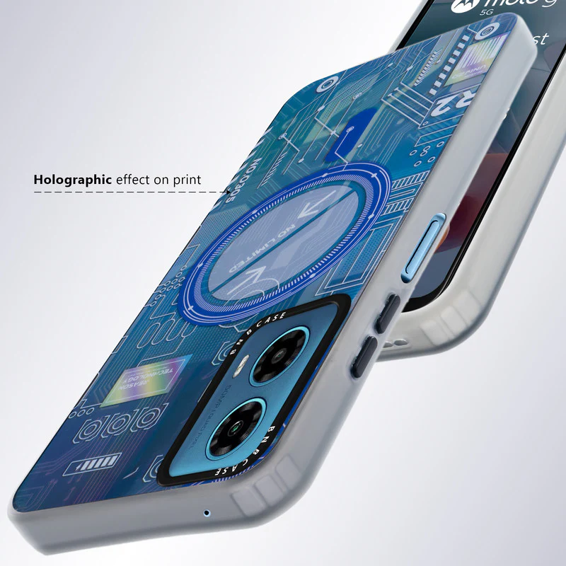 Colorful Reflective Circuit Prints Hard Back Protector Case For Motorola G34 5G - Image 41