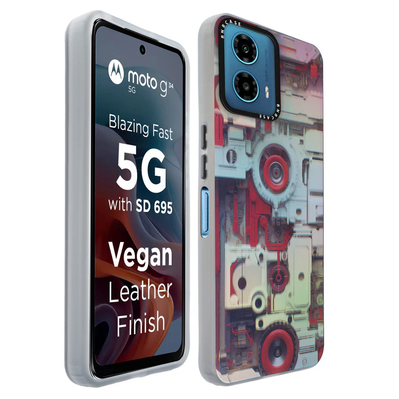 Colorful Reflective Circuit Prints Hard Back Protector Case For Motorola G34 5G - Image 57