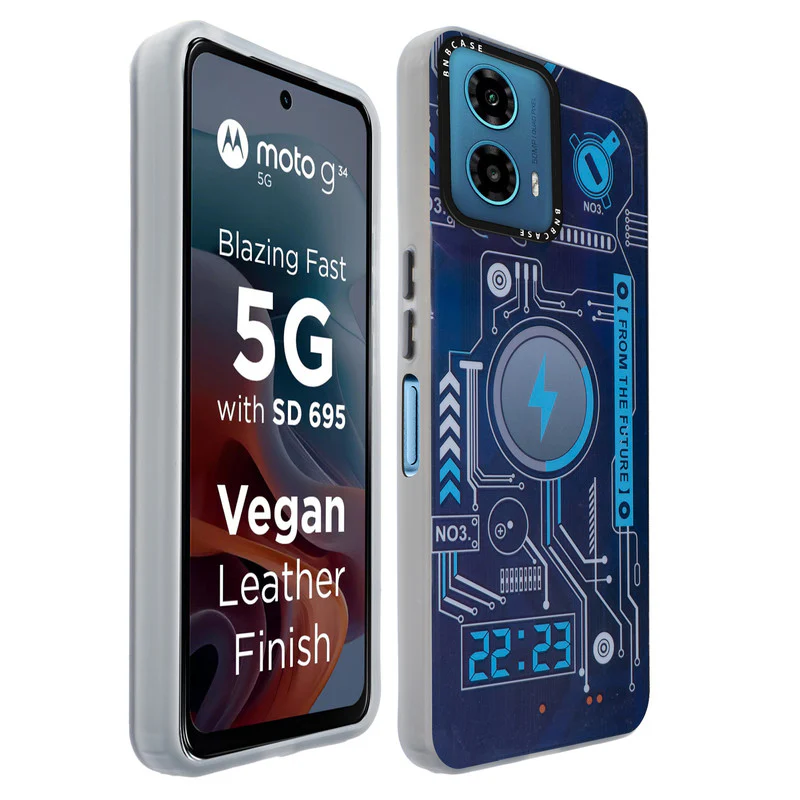 Colorful Reflective Circuit Prints Hard Back Protector Case For Motorola G34 5G - Image 8