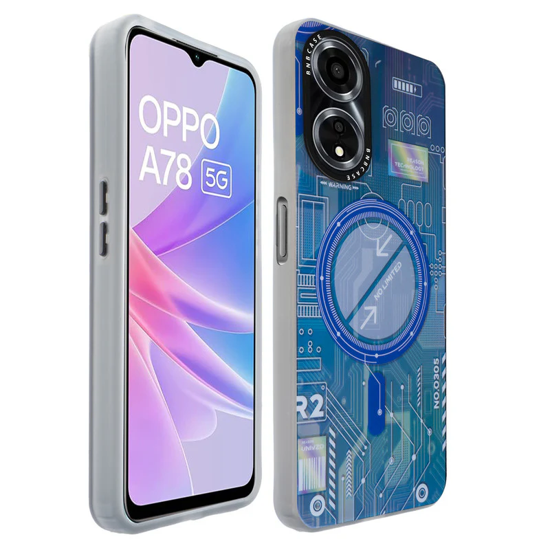 Colorful Reflective Circuit Prints Hard Back Protector Case For Oppo A78 5G - Image 22