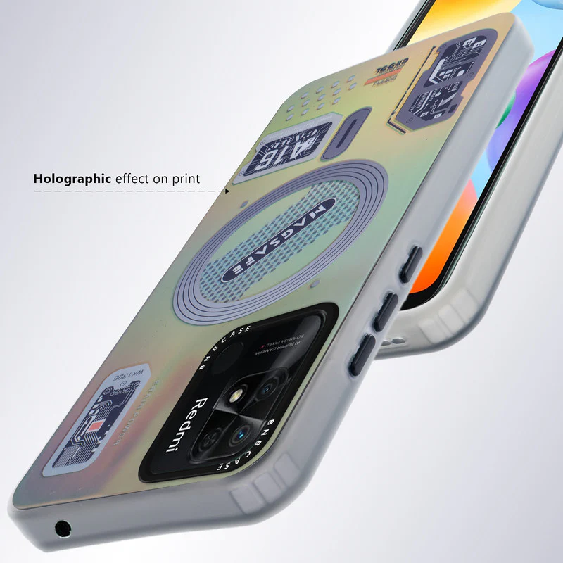 Colorful Reflective Circuit Prints Hard Back Protector Case For Redmi 10C - Image 34