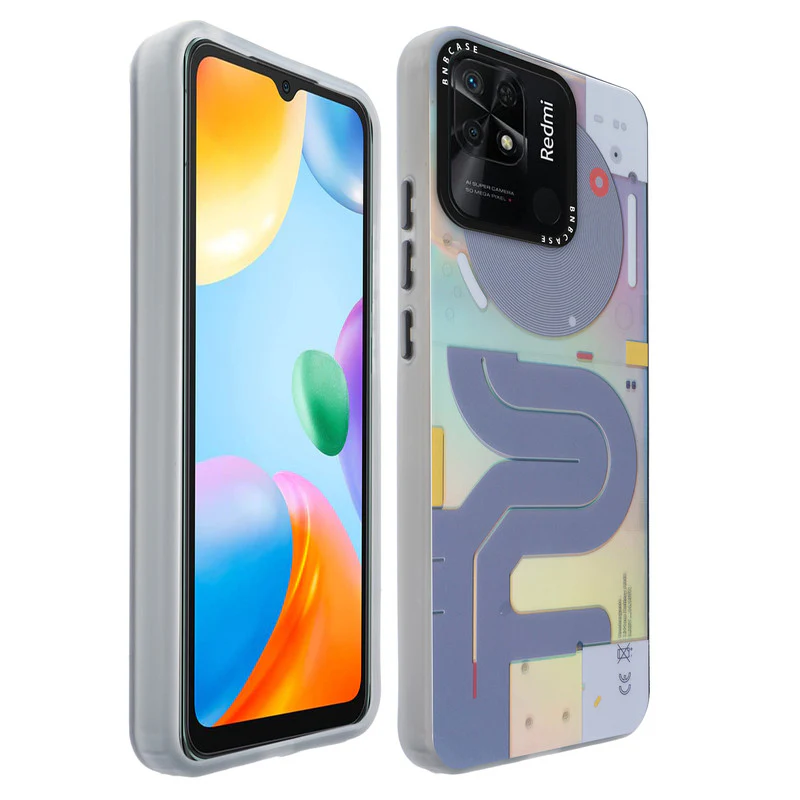 Colorful Reflective Circuit Prints Hard Back Protector Case For Redmi 10C - Image 43