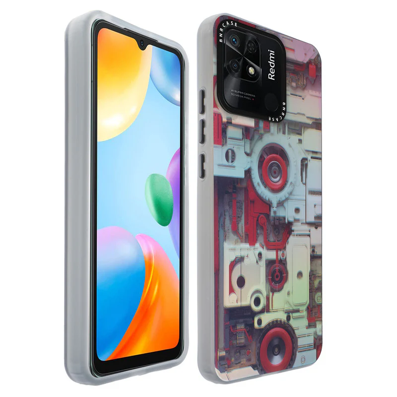 Colorful Reflective Circuit Prints Hard Back Protector Case For Redmi 10C - Image 57