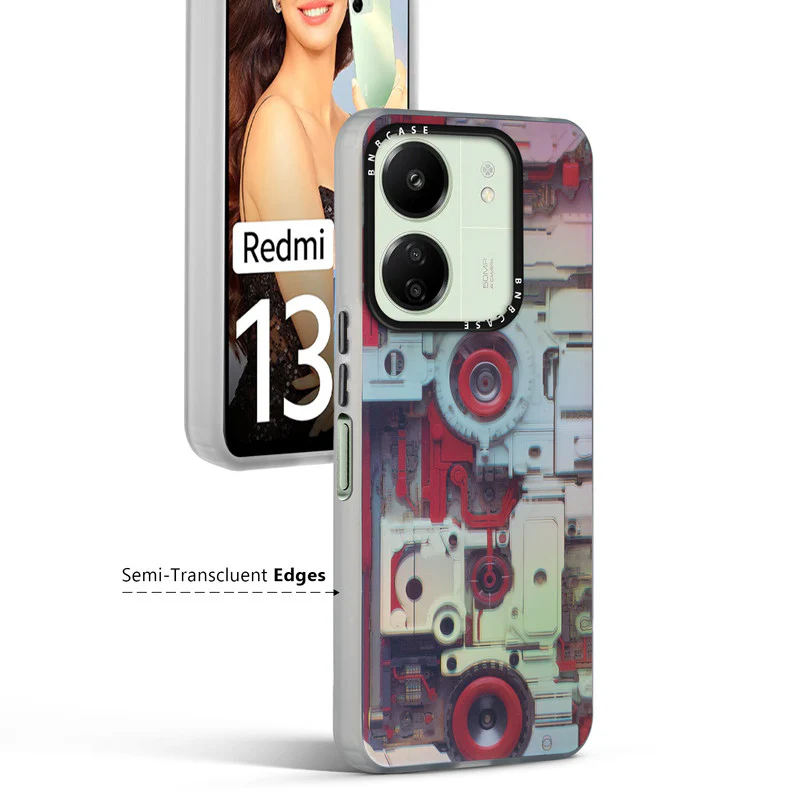 Colorful Reflective Circuit Prints Hard Back Protector Case For Redmi 13C 4G - Image 47