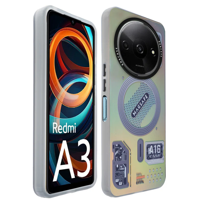 Colorful Reflective Circuit Prints Hard Back Protector Case For Redmi A3 2024 - Image 29