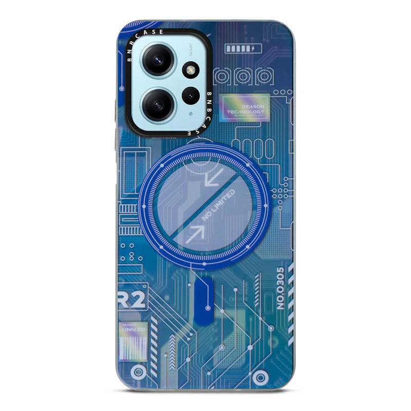 Colorful Reflective Circuit Prints Hard Back Protector Case For Redmi Note 12 4G - Image 38
