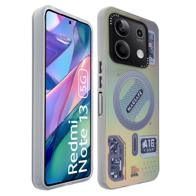 Colorful Reflective Circuit Prints Hard Back Protector Case For Redmi Note 13 5G - Image 15