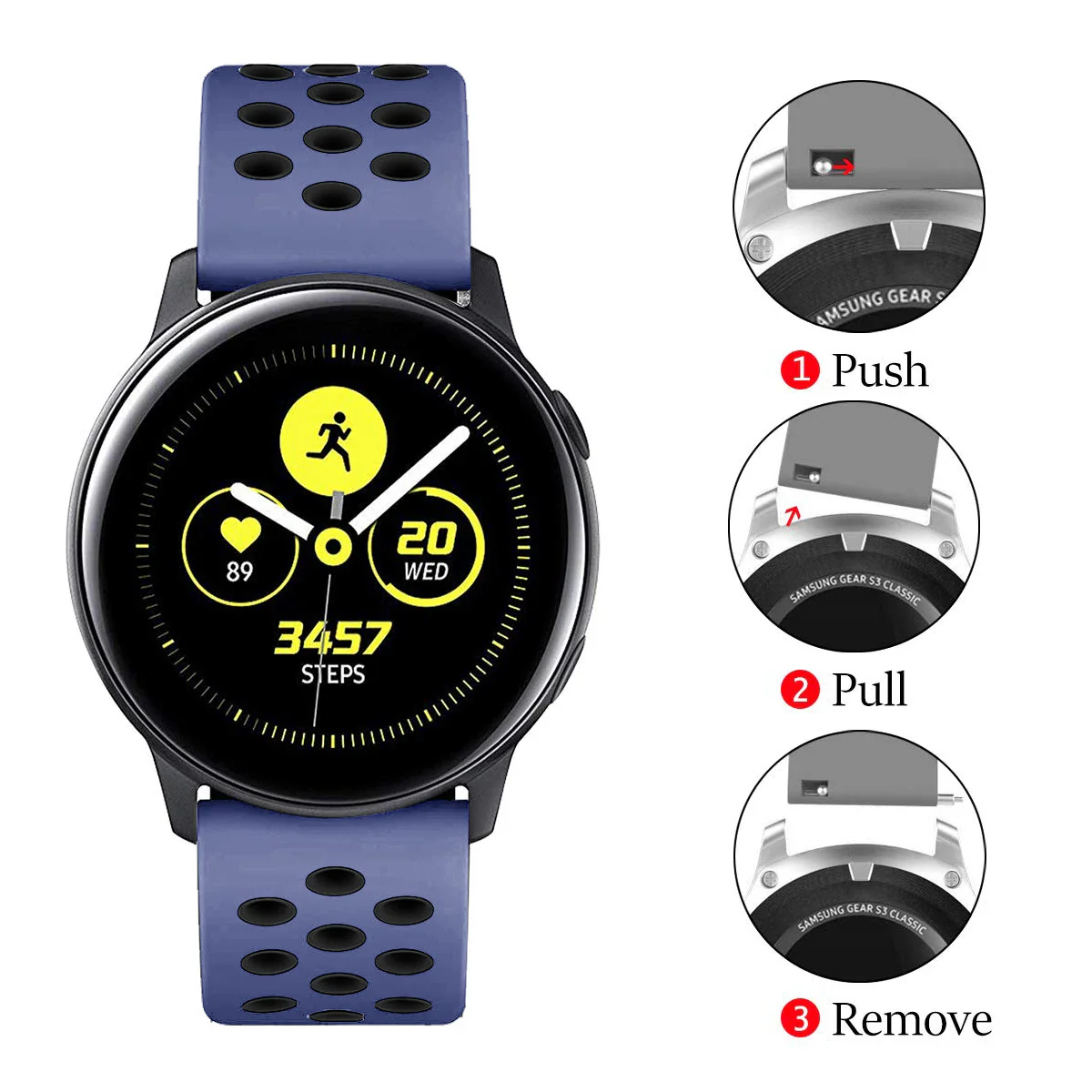 Comfort Fit Breathable Dotted Dual-Tone Silicone Watch Strap - (Only Strap) - Image 135
