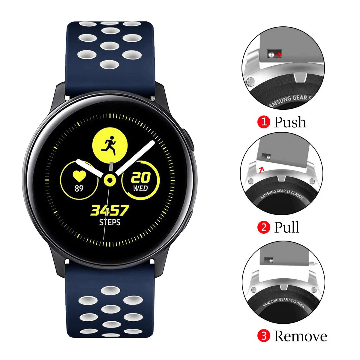 Comfort Fit Breathable Dotted Dual-Tone Silicone Watch Strap - (Only Strap) - Image 87