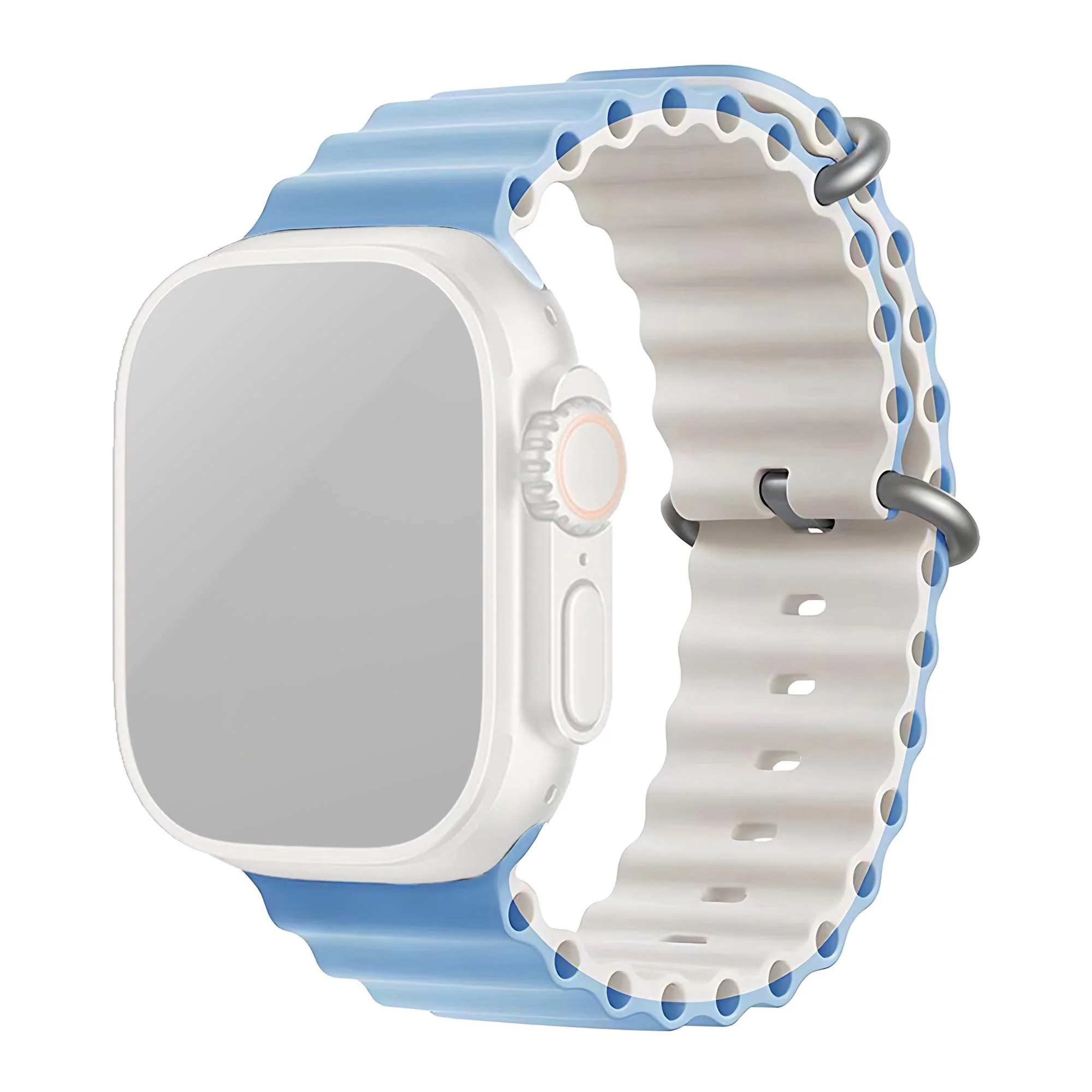 Silicone Ocean Loop Strap for - Apple Watch 45mm - Blue & Gray