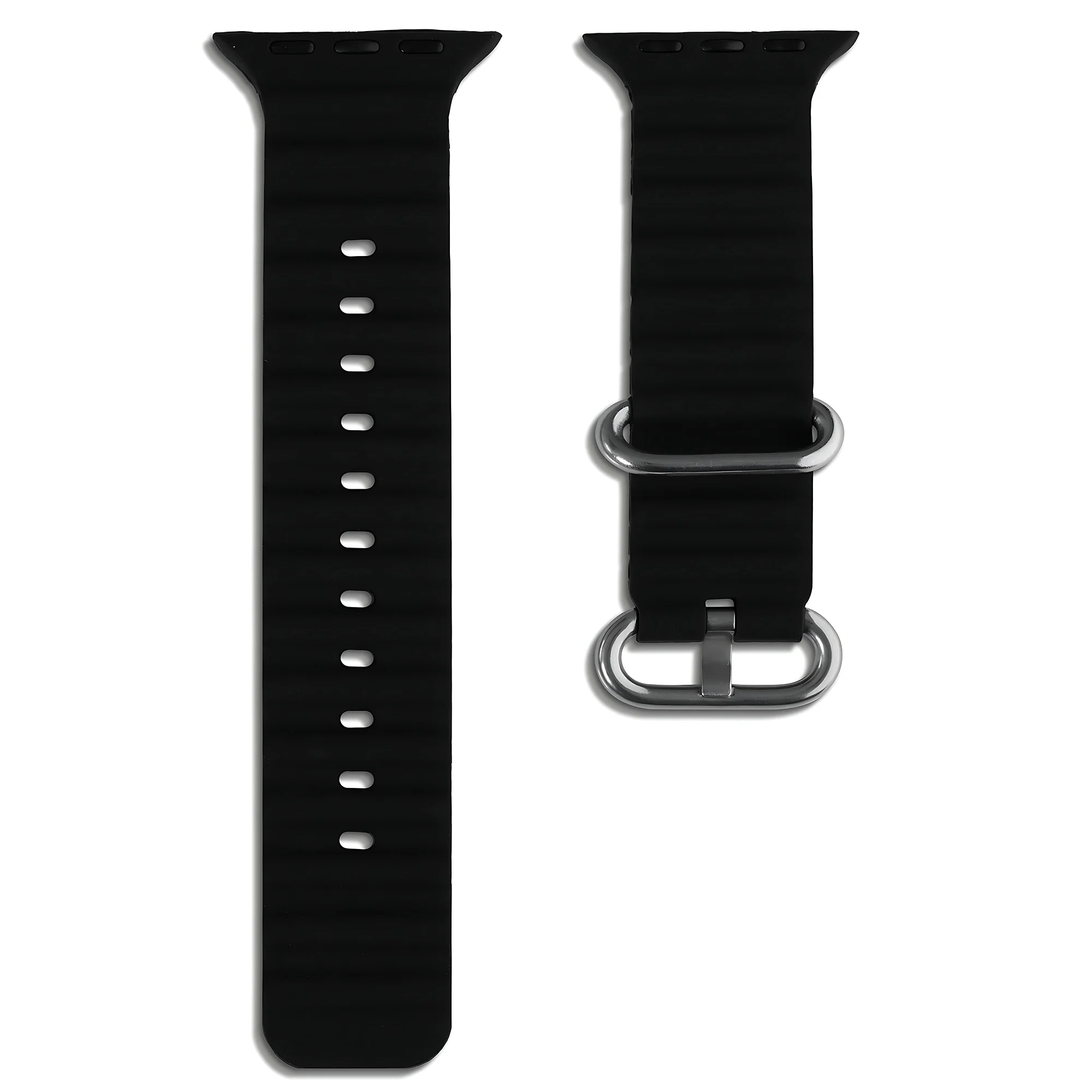 Silicone Ocean Loop Strap for - Apple Watch 38mm  - Black & White - Image 2