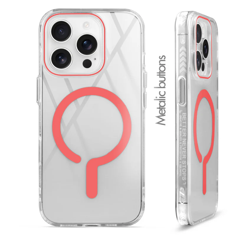 Crystal Clear Airbag Bumper Wireless Charging Support Compatible Back Case For Apple iPhone 13 Pro Max with Metal Finish Buttons - Image 12