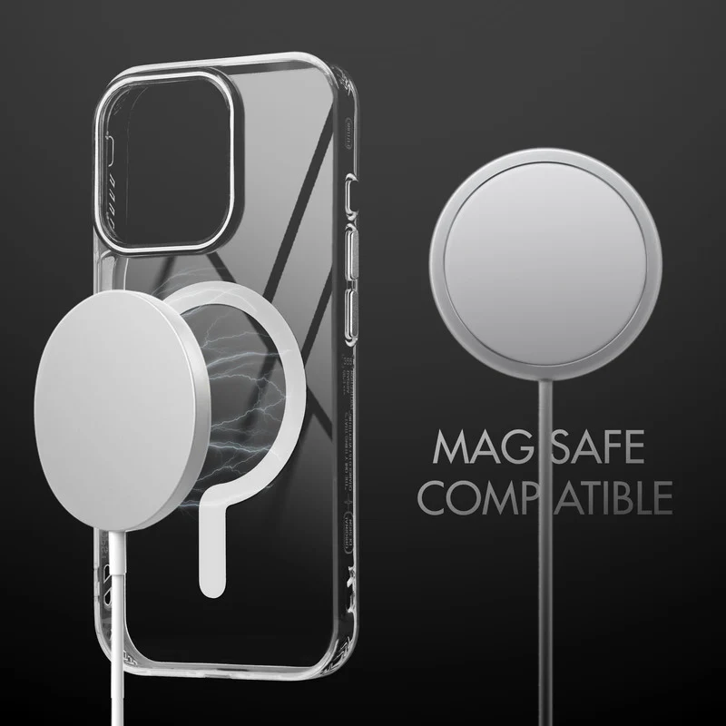 Crystal Clear Airbag Bumper Wireless Charging Support Compatible Back Case For Apple iPhone 13 Pro Max with Metal Finish Buttons - Image 22