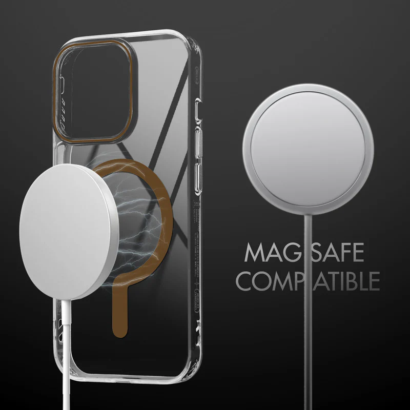 Crystal Clear Airbag Bumper Wireless Charging Support Compatible Back Case For Apple iPhone 14 Pro Max with Metal Finish Buttons - Image 10