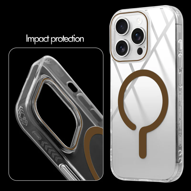 Crystal Clear Airbag Bumper Wireless Charging Support Compatible Back Case For Apple iPhone 14 Pro Max with Metal Finish Buttons - Image 11