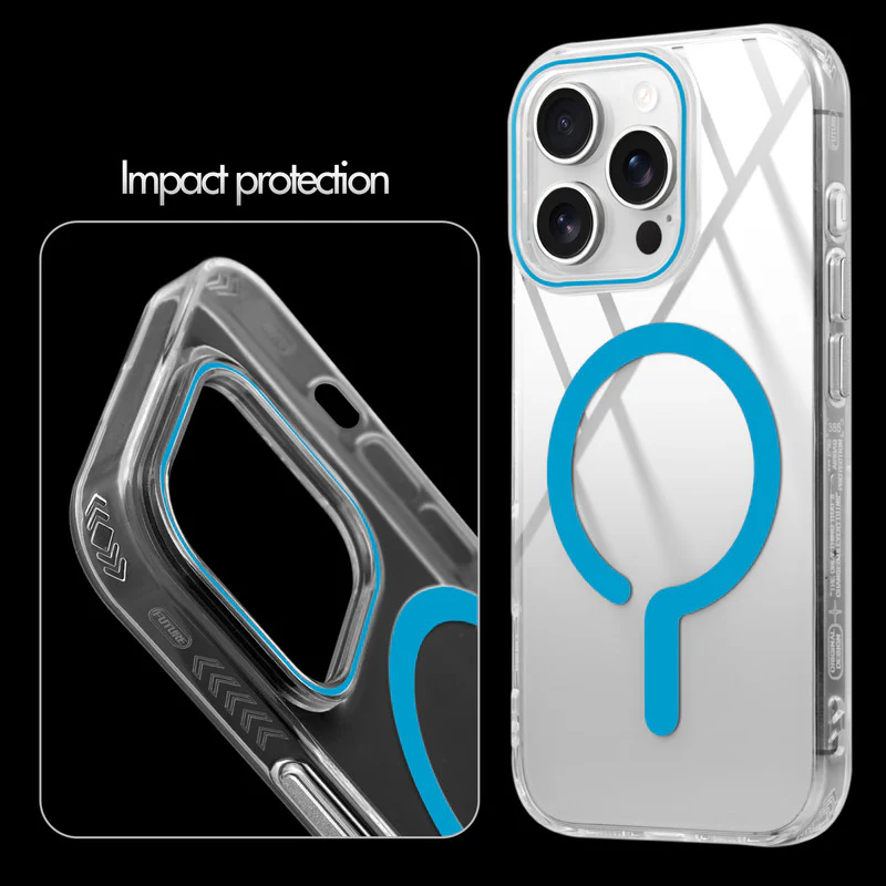 Crystal Clear Airbag Bumper Wireless Charging Support Compatible Back Case For Apple iPhone 14 Pro Max with Metal Finish Buttons - Image 41