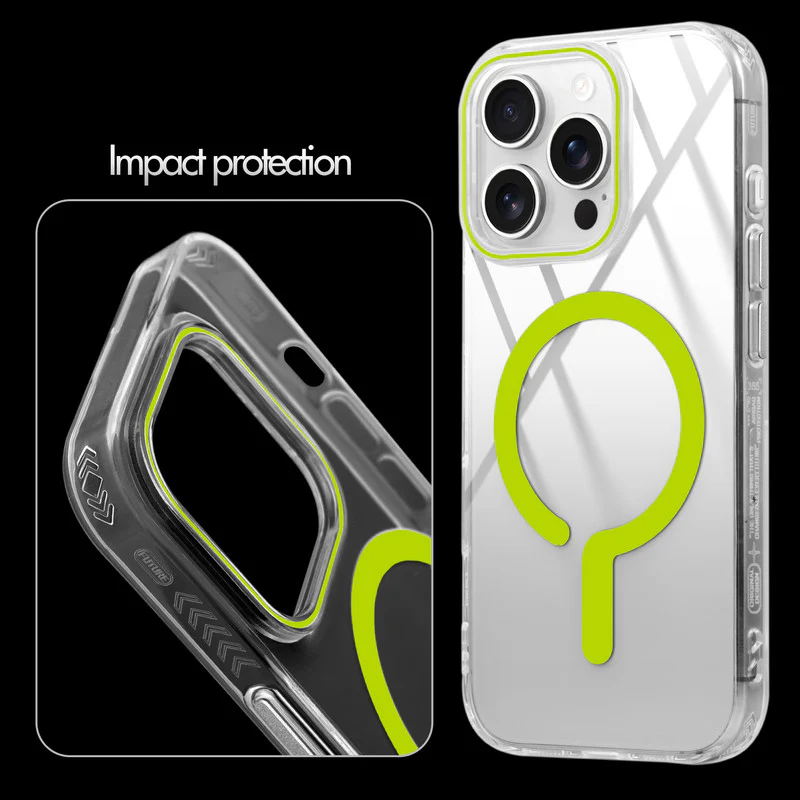 Crystal Clear Airbag Bumper Wireless Charging Support Compatible Back Case For Apple iPhone 14 Pro with Metal Finish Buttons - Image 23