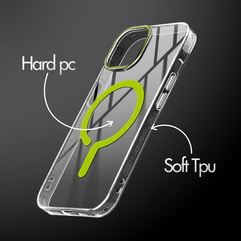 Crystal Clear Airbag Bumper Wireless Charging Support Compatible Back Case For Apple iPhone 14 with Metal Finish Buttons - Image 15