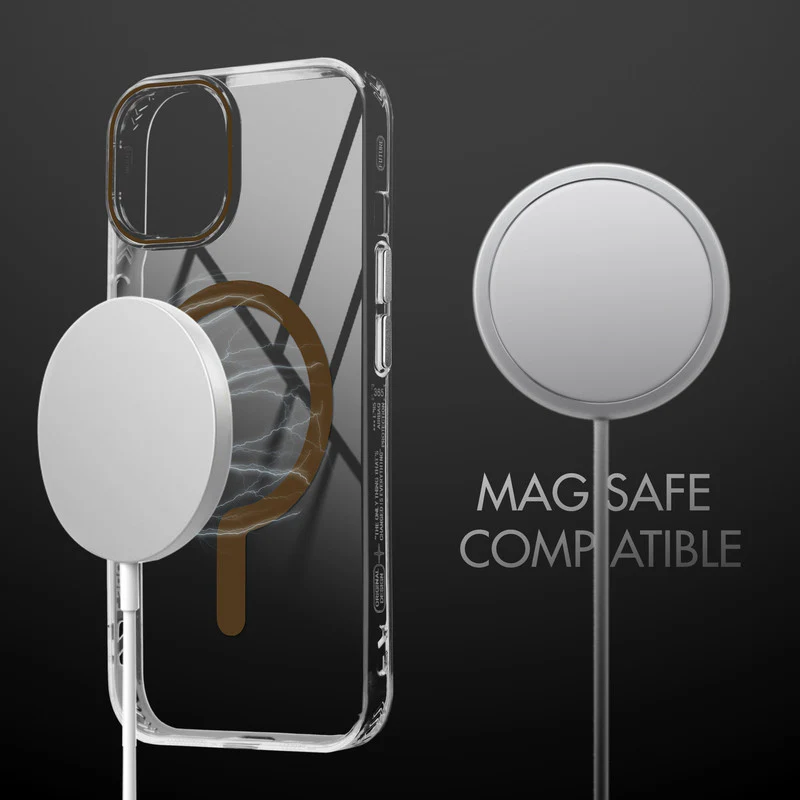 Crystal Clear Airbag Bumper Wireless Charging Support Compatible Back Case For Apple iPhone 15 Plus with Metal Finish Buttons - Image 10