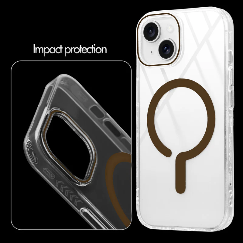 Crystal Clear Airbag Bumper Wireless Charging Support Compatible Back Case For Apple iPhone 15 Plus with Metal Finish Buttons - Image 11