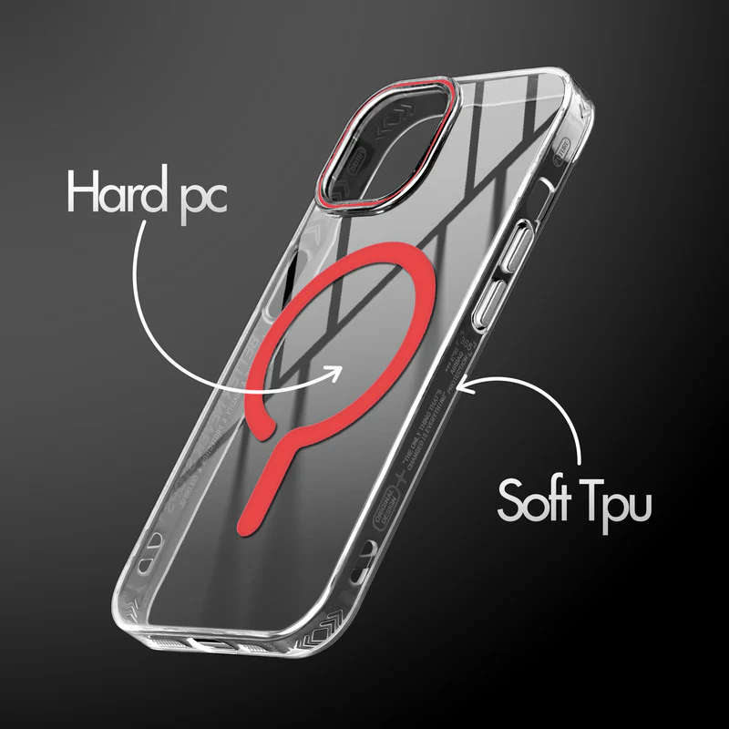 Crystal Clear Airbag Bumper Wireless Charging Support Compatible Back Case For Apple iPhone 15 Plus with Metal Finish Buttons - Image 15