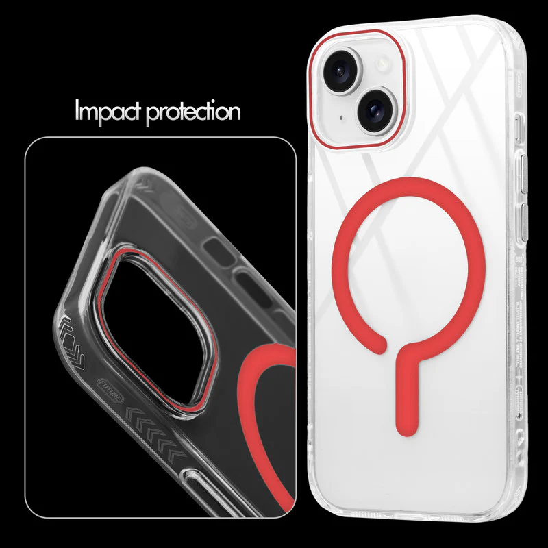 Crystal Clear Airbag Bumper Wireless Charging Support Compatible Back Case For Apple iPhone 15 Plus with Metal Finish Buttons - Image 17