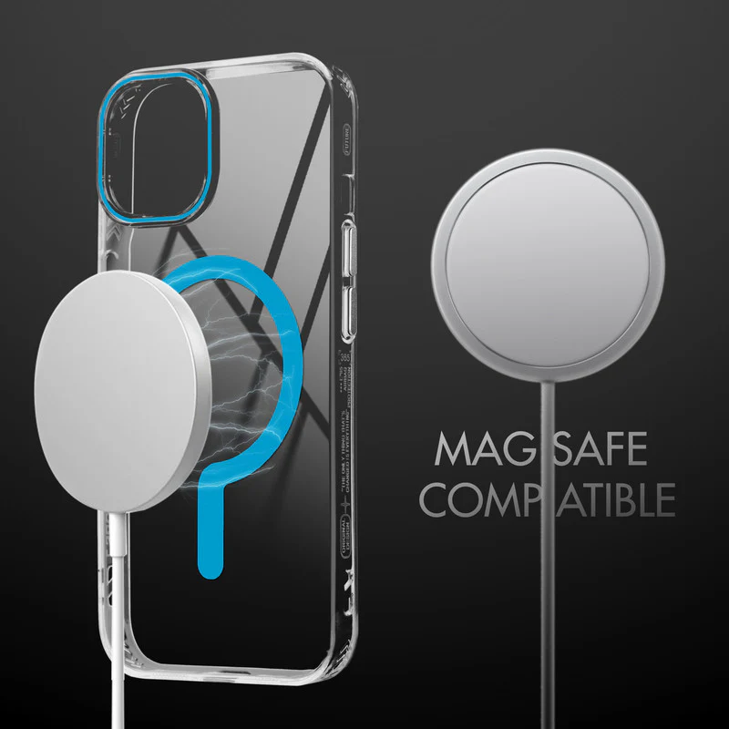 Crystal Clear Airbag Bumper Wireless Charging Support Compatible Back Case For Apple iPhone 15 Plus with Metal Finish Buttons - Image 28