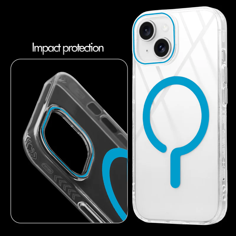 Crystal Clear Airbag Bumper Wireless Charging Support Compatible Back Case For Apple iPhone 15 Plus with Metal Finish Buttons - Image 29