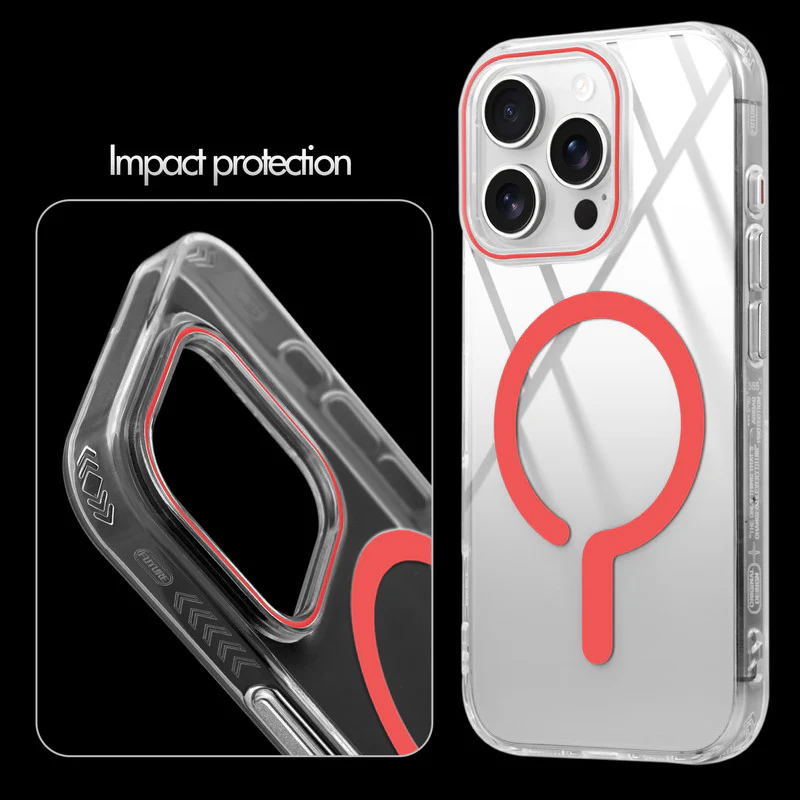 Crystal Clear Airbag Bumper Wireless Charging Support Compatible Back Case For Apple iPhone 15 Pro Max with Metal Finish Buttons - Image 17