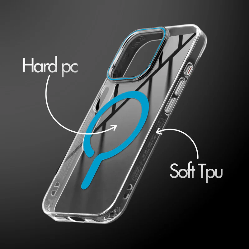 Crystal Clear Airbag Bumper Wireless Charging Support Compatible Back Case For Apple iPhone 15 Pro Max with Metal Finish Buttons - Image 21