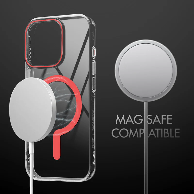 Crystal Clear Airbag Bumper Wireless Charging Support Compatible Back Case For Apple iPhone 15 Pro with Metal Finish Buttons - Image 16
