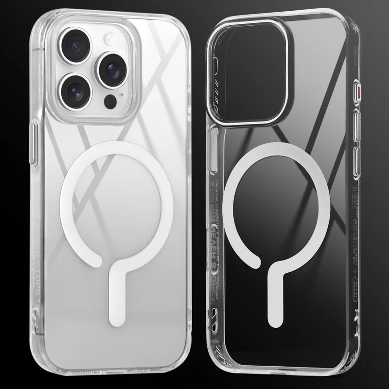 Crystal Clear Airbag Bumper Wireless Charging Support Compatible Back Case For Apple iPhone 15 Pro with Metal Finish Buttons - Image 25