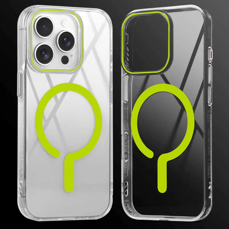 Crystal Clear Airbag Bumper Wireless Charging Support Compatible Back Case For Apple iPhone 15 Pro with Metal Finish Buttons - Image 31