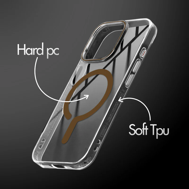 Crystal Clear Airbag Bumper Wireless Charging Support Compatible Back Case For Apple iPhone 15 Pro with Metal Finish Buttons - Image 9