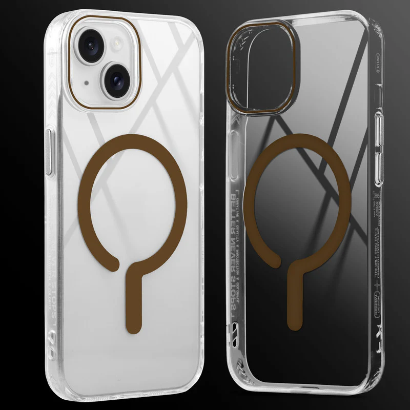Crystal Clear Airbag Bumper Wireless Charging Support Compatible Back Case For Apple iPhone 15 with Metal Finish Buttons - Image 19