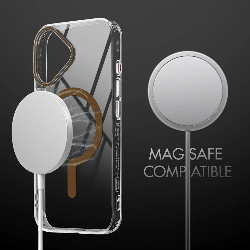 Crystal Clear Airbag Bumper Wireless Charging Support Compatible Back Case For Apple iPhone 16 Plus with Metal Finish Buttons - Image 10