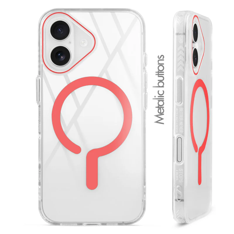 Crystal Clear Airbag Bumper Wireless Charging Support Compatible Back Case For Apple iPhone 16 Plus with Metal Finish Buttons - Image 30