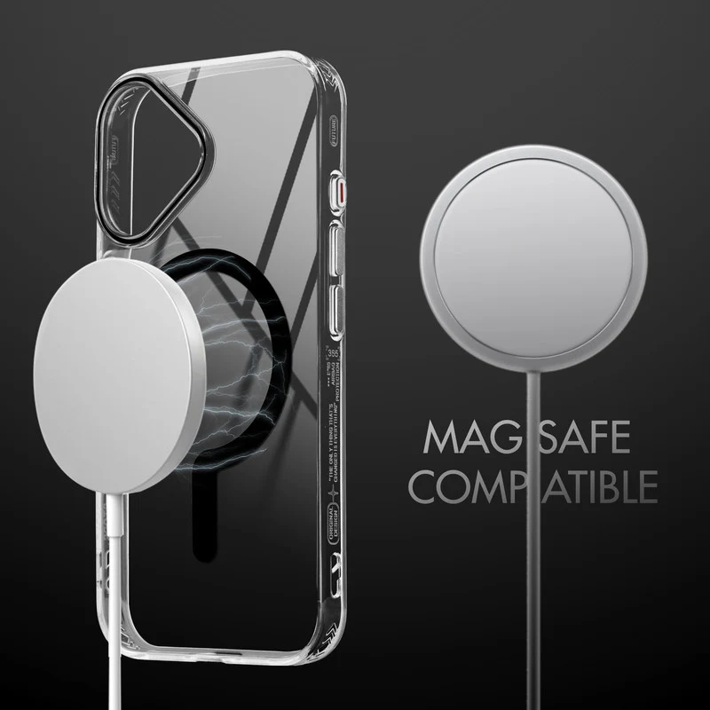 Crystal Clear Airbag Bumper Wireless Charging Support Compatible Back Case For Apple iPhone 16 Plus with Metal Finish Buttons - Image 4
