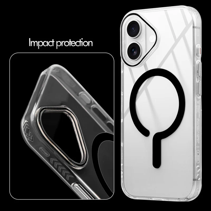 Crystal Clear Airbag Bumper Wireless Charging Support Compatible Back Case For Apple iPhone 16 Plus with Metal Finish Buttons - Image 5