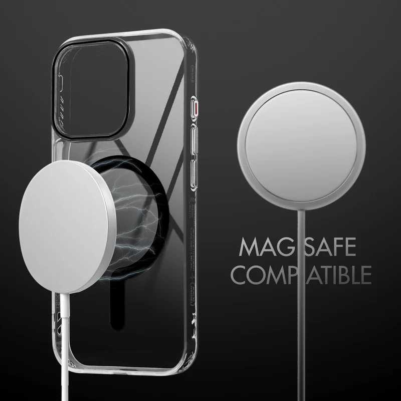 Crystal Clear Airbag Bumper Wireless Charging Support Compatible Back Case For Apple iphone 16 Pro Max with Metal Finish Buttons - Image 4