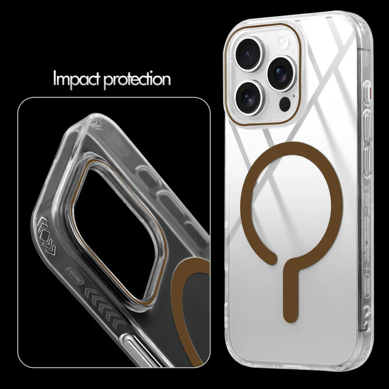 Crystal Clear Airbag Bumper Wireless Charging Support Compatible Back Case For Apple iPhone 16 Pro with Metal Finish Buttons - Image 11