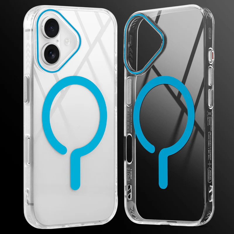 Crystal Clear Airbag Bumper Wireless Charging Support Compatible Back Case For Apple iPhone 16 with Metal Finish Buttons - Image 25