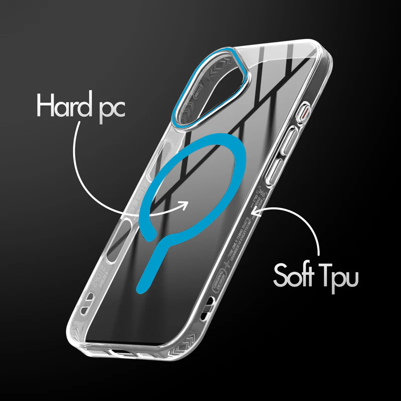 Crystal Clear Airbag Bumper Wireless Charging Support Compatible Back Case For Apple iPhone 16 with Metal Finish Buttons - Image 27