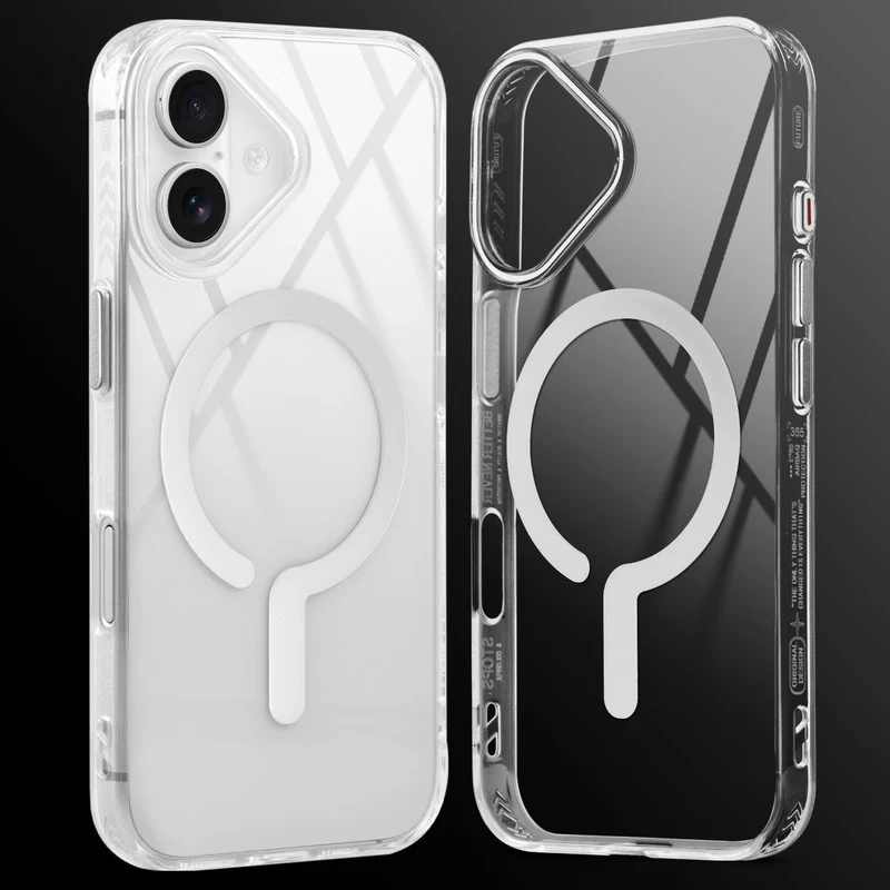 Crystal Clear Airbag Bumper Wireless Charging Support Compatible Back Case For Apple iPhone 16 with Metal Finish Buttons - Image 31