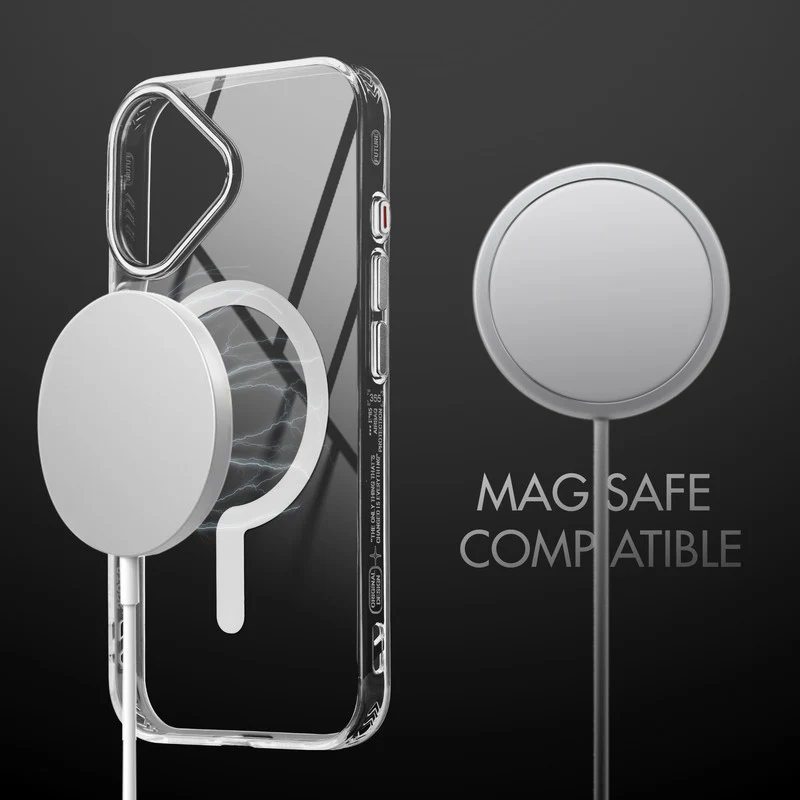 Crystal Clear Airbag Bumper Wireless Charging Support Compatible Back Case For Apple iPhone 16 with Metal Finish Buttons - Image 34