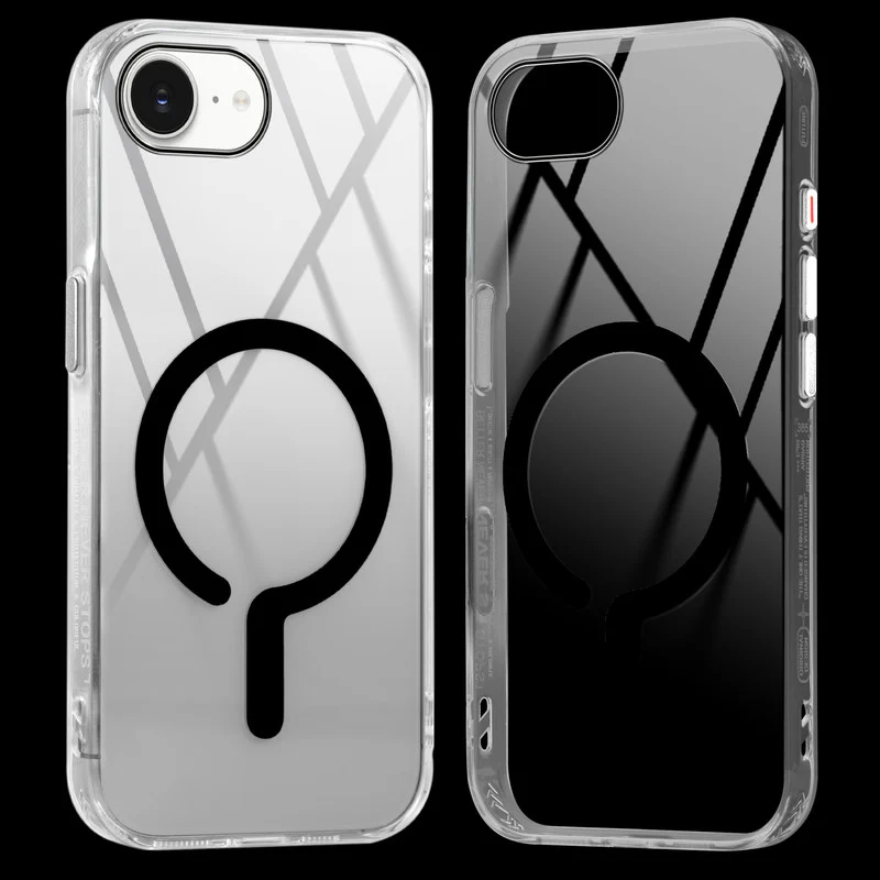 Crystal Clear Airbag Bumper Wireless Charging Support Compatible Back Case For Apple iPhone 16e with Metal Finish Buttons