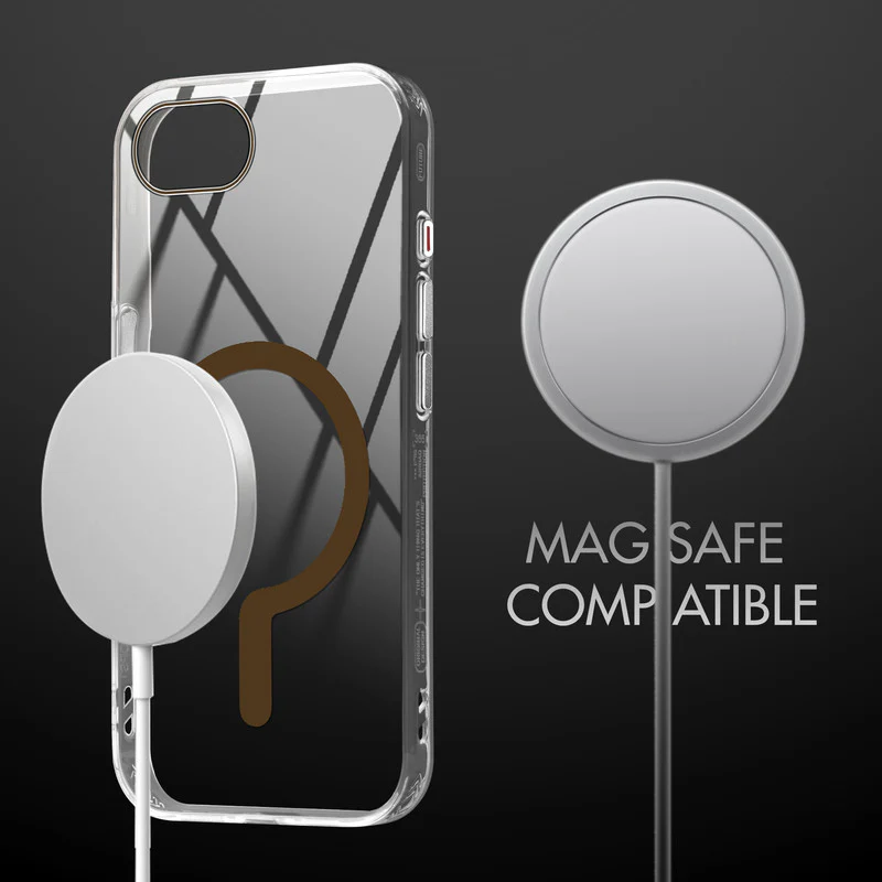 Crystal Clear Airbag Bumper Wireless Charging Support Compatible Back Case For Apple iPhone 16e with Metal Finish Buttons - Image 10