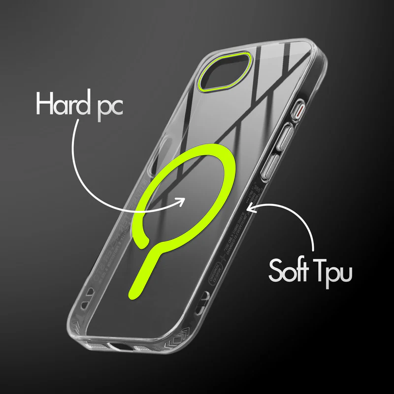 Crystal Clear Airbag Bumper Wireless Charging Support Compatible Back Case For Apple iPhone 16e with Metal Finish Buttons - Image 15