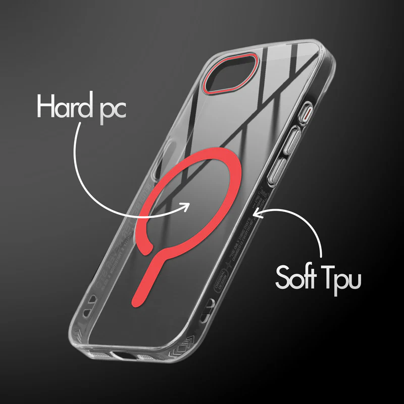 Crystal Clear Airbag Bumper Wireless Charging Support Compatible Back Case For Apple iPhone 16e with Metal Finish Buttons - Image 21