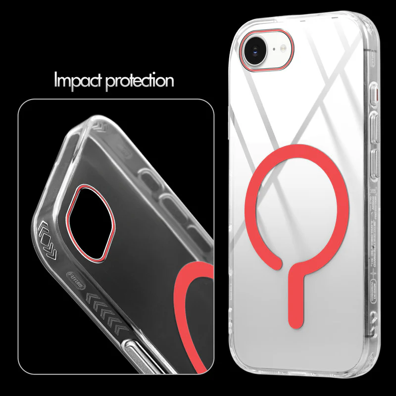 Crystal Clear Airbag Bumper Wireless Charging Support Compatible Back Case For Apple iPhone 16e with Metal Finish Buttons - Image 23